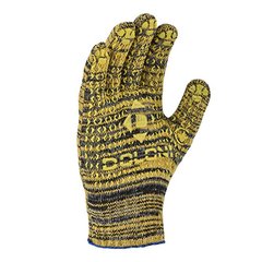 Перчатки Doloni трикотажные желтые с ПВХ Рябушка 10 клас, (4242)